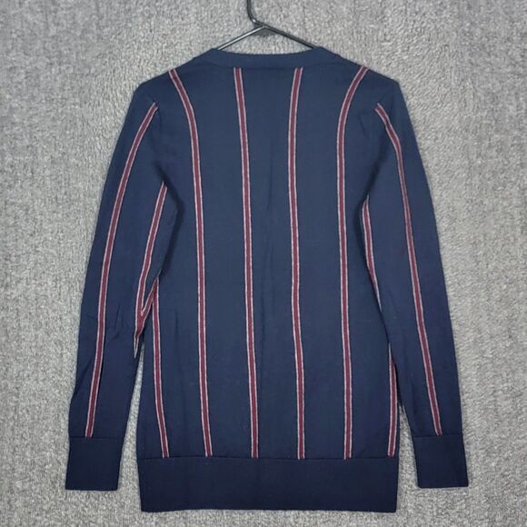 Ralph Lauren Rugby Cardigan Sweater Womens Small Blue Striped 100% Merino Wool - Picture 7 of 12